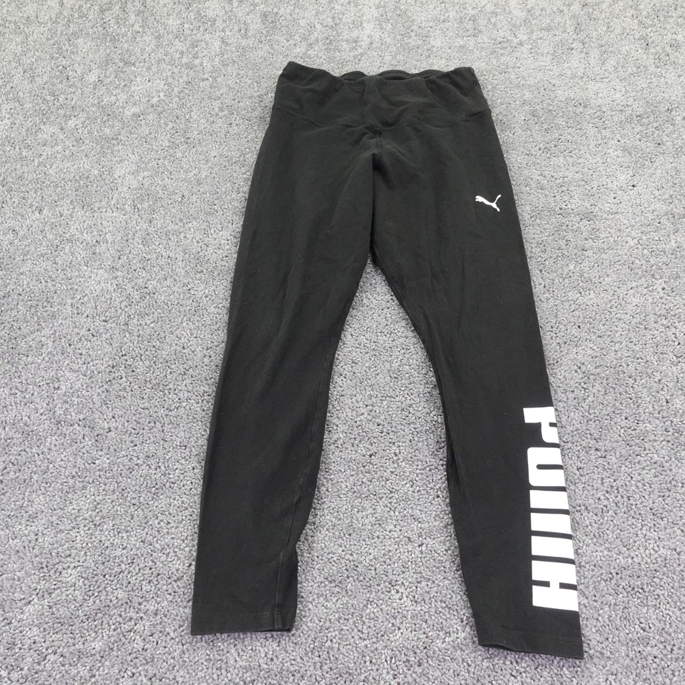 Puma Leggings Girls Medium Black Activewear Athletic Yoga Gym Running Pants Kids
